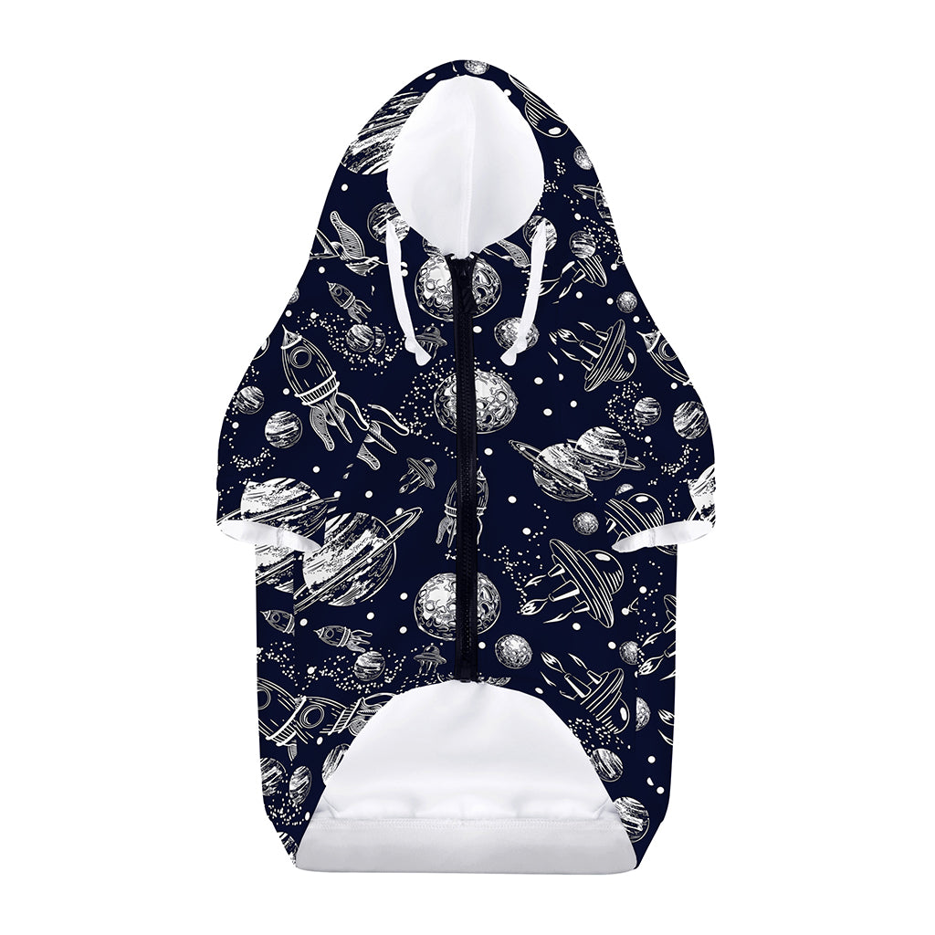 Galaxy UFO Pattern Print Dog Zip Up Hoodie
