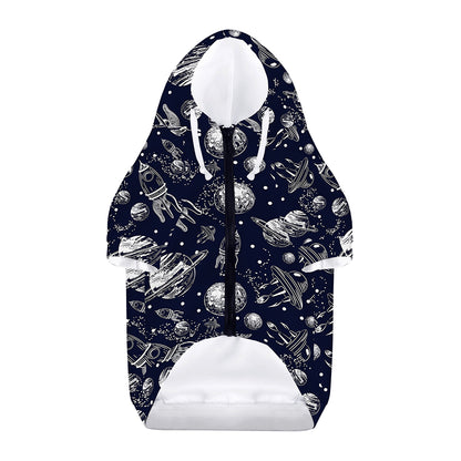Galaxy UFO Pattern Print Dog Zip Up Hoodie