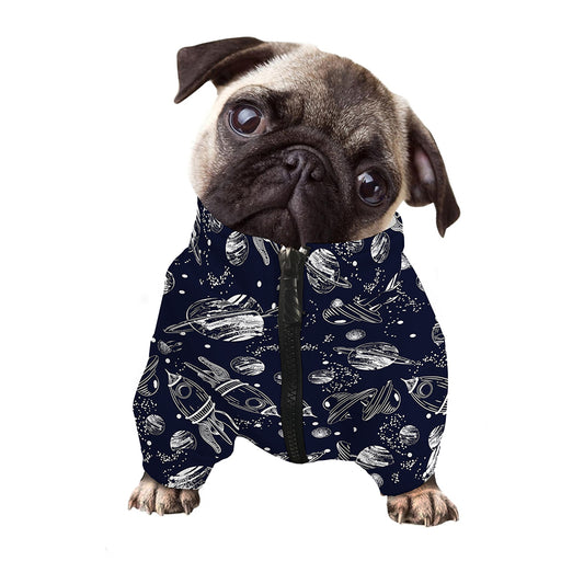 Galaxy UFO Pattern Print Dog Zip Up Jacket