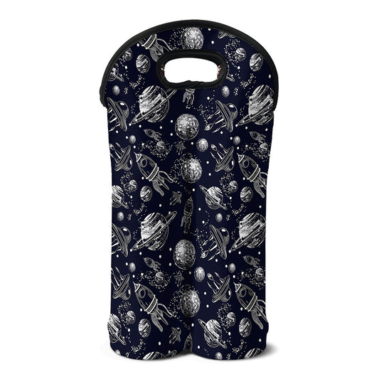 Galaxy UFO Pattern Print Double Neoprene Wine Tote