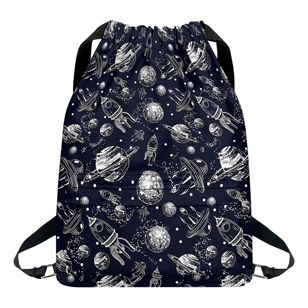 Galaxy UFO Pattern Print Drawstring Backpack