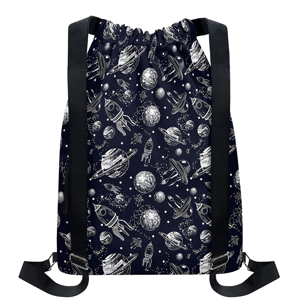 Galaxy UFO Pattern Print Drawstring Backpack