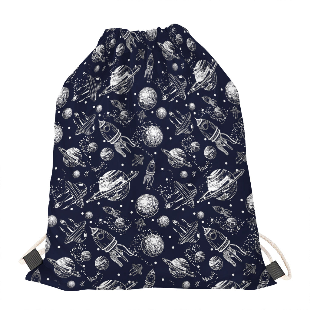 Galaxy UFO Pattern Print Drawstring Bag