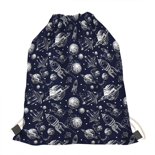 Galaxy UFO Pattern Print Drawstring Bag