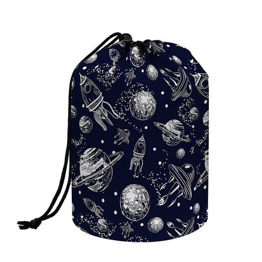 Galaxy UFO Pattern Print Drawstring Makeup Bag