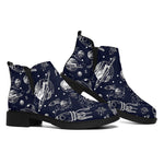 Galaxy UFO Pattern Print Flat Ankle Boots