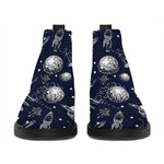 Galaxy UFO Pattern Print Flat Ankle Boots