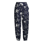 Galaxy UFO Pattern Print Fleece Lined Knit Pants