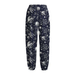 Galaxy UFO Pattern Print Fleece Lined Knit Pants