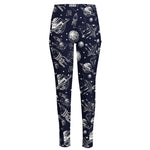 Galaxy UFO Pattern Print High-Waisted Pocket Leggings