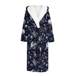 Galaxy UFO Pattern Print Hooded Bathrobe