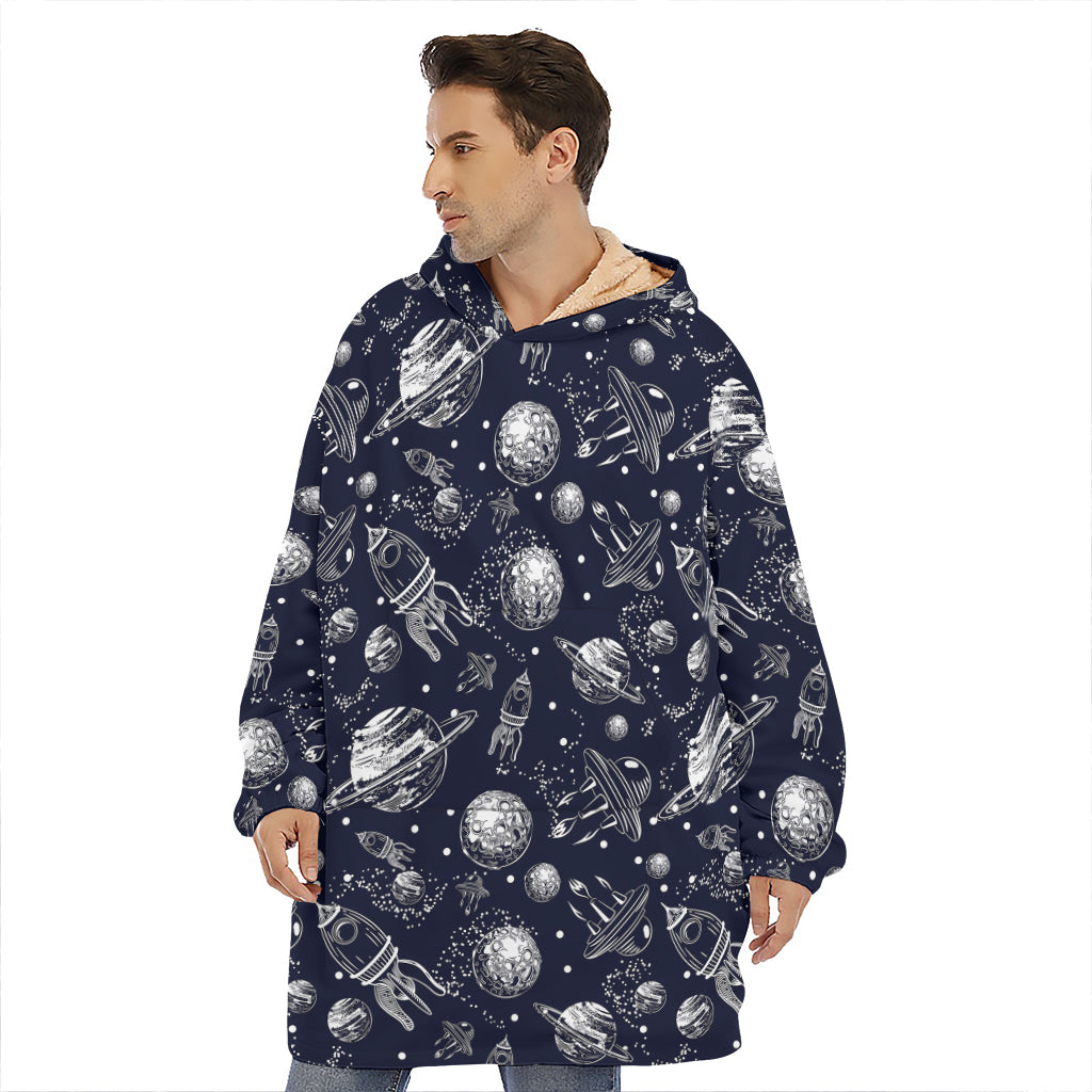 Galaxy UFO Pattern Print Hoodie Blanket