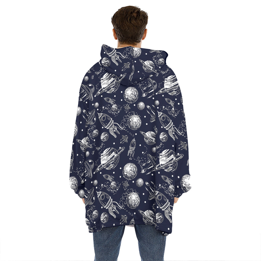 Galaxy UFO Pattern Print Hoodie Blanket