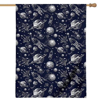 Galaxy UFO Pattern Print House Flag