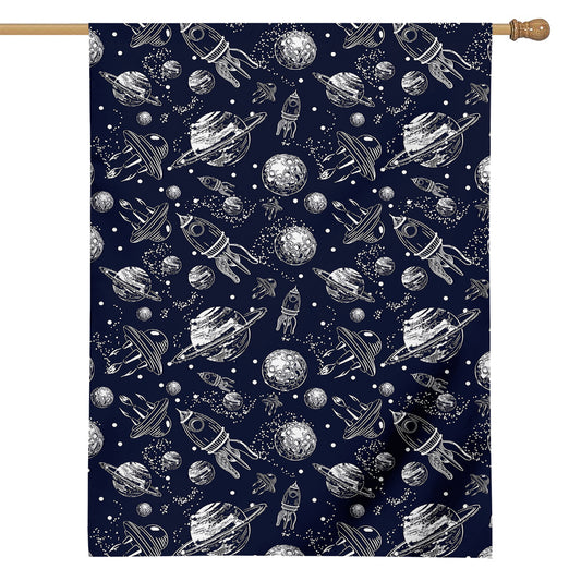 Galaxy UFO Pattern Print House Flag