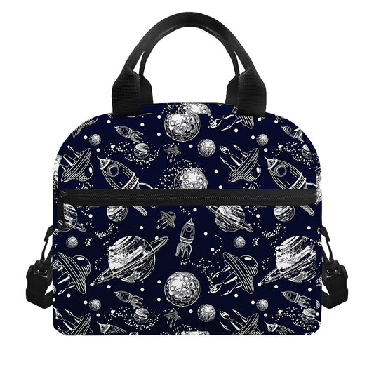 Galaxy UFO Pattern Print Insulated Lunch Bag