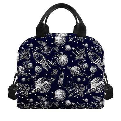 Galaxy UFO Pattern Print Insulated Lunch Bag