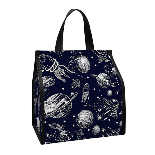 Galaxy UFO Pattern Print Insulated Lunch Tote