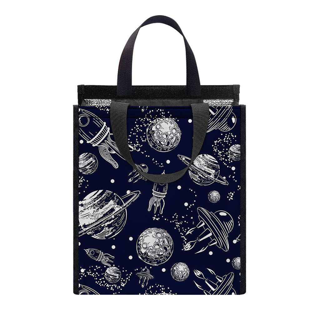 Galaxy UFO Pattern Print Insulated Lunch Tote