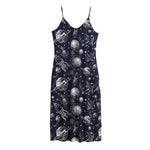 Galaxy UFO Pattern Print Jersey Midi Cami Dress
