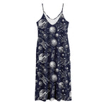 Galaxy UFO Pattern Print Jersey Midi Cami Dress