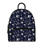 Galaxy UFO Pattern Print Leather Backpack
