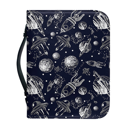 Galaxy UFO Pattern Print Leather Bible Cover