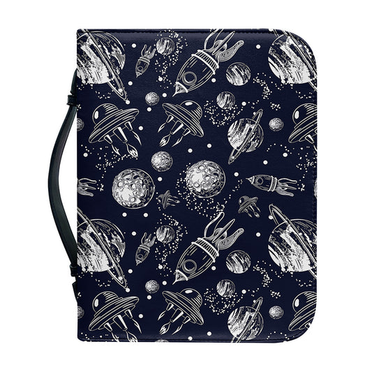 Galaxy UFO Pattern Print Leather Bible Cover