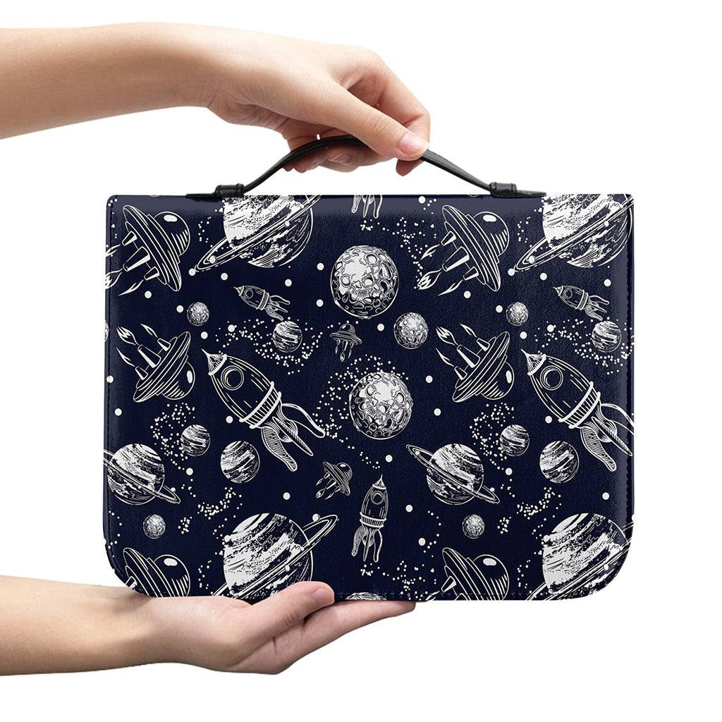 Galaxy UFO Pattern Print Leather Bible Cover