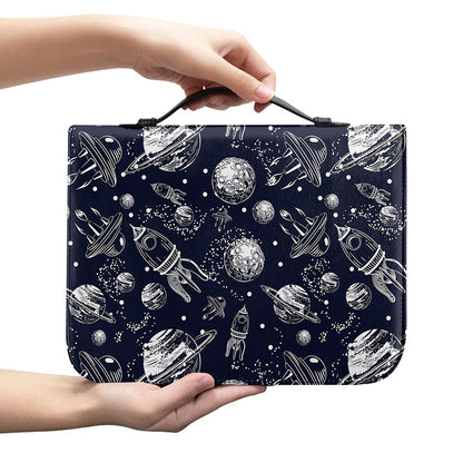 Galaxy UFO Pattern Print Leather Bible Cover