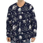 Galaxy UFO Pattern Print Long Sleeve Baseball Jersey
