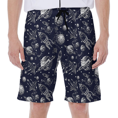 Galaxy UFO Pattern Print Men's Beach Shorts