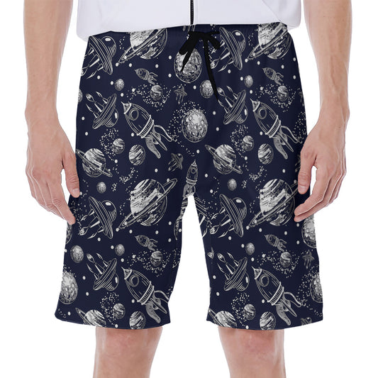 Galaxy UFO Pattern Print Men's Beach Shorts