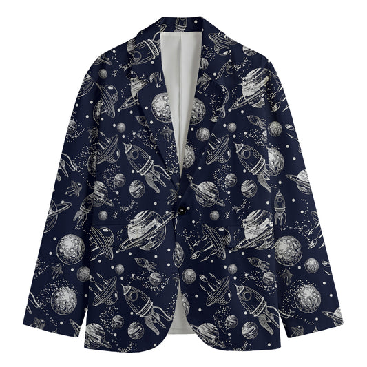 Galaxy UFO Pattern Print Men's Blazer