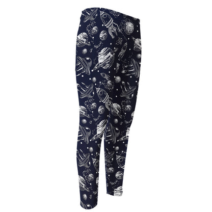Galaxy UFO Pattern Print Men's Compression Pants
