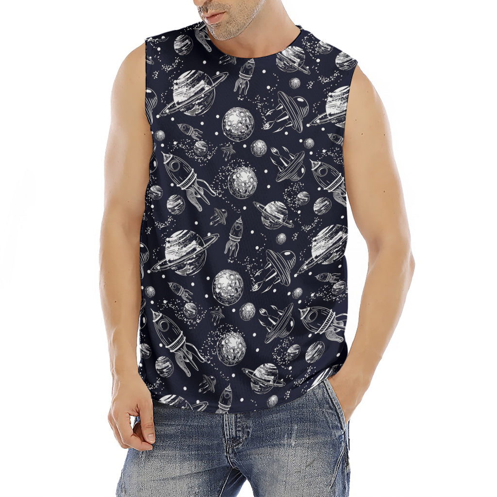 Galaxy UFO Pattern Print Men's Fitness Tank Top