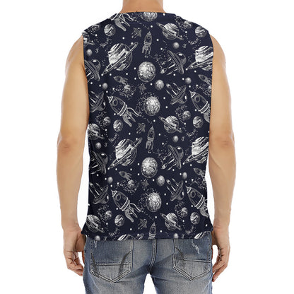 Galaxy UFO Pattern Print Men's Fitness Tank Top