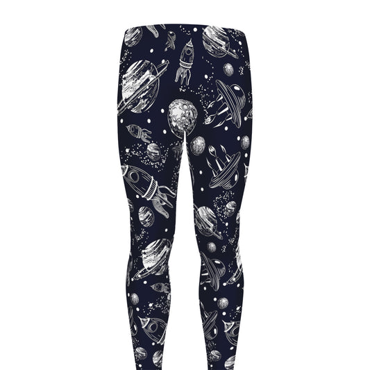 Galaxy UFO Pattern Print Men's leggings