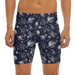 Galaxy UFO Pattern Print Men's Long Boxer Briefs
