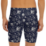 Galaxy UFO Pattern Print Men's Long Boxer Briefs