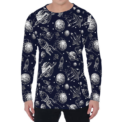 Galaxy UFO Pattern Print Men's Long Sleeve T-Shirt