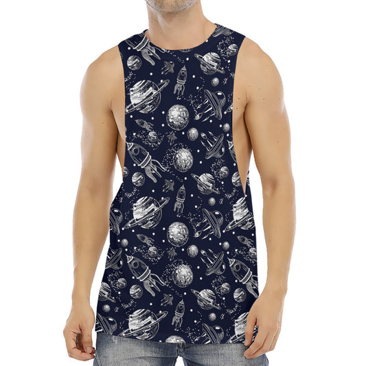 Galaxy UFO Pattern Print Men's Muscle Tank Top