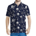 Galaxy UFO Pattern Print Men's Polo Shirt