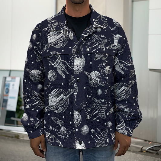 Galaxy UFO Pattern Print Men's Shirt Jacket