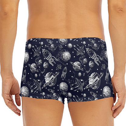 Galaxy UFO Pattern Print Men's Short Boxer Briefs