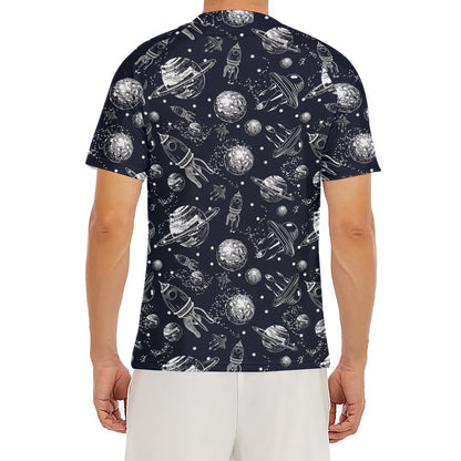 Galaxy UFO Pattern Print Men's Short Sleeve Rash Guard