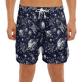 Galaxy UFO Pattern Print Men's Split Running Shorts