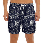 Galaxy UFO Pattern Print Men's Split Running Shorts