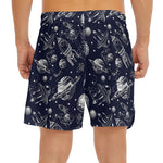 Galaxy UFO Pattern Print Men's Split Running Shorts