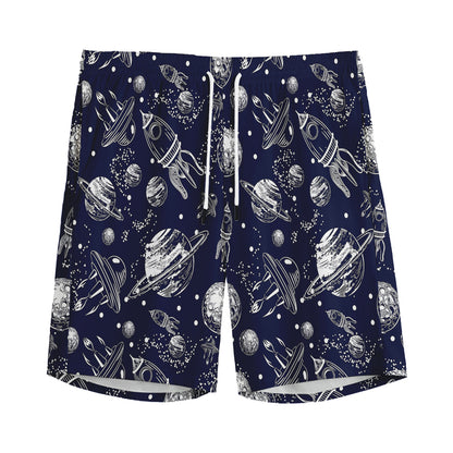 Galaxy UFO Pattern Print Men's Sports Shorts